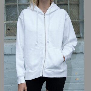 Brandy Melville White Zip-ip Hoodie